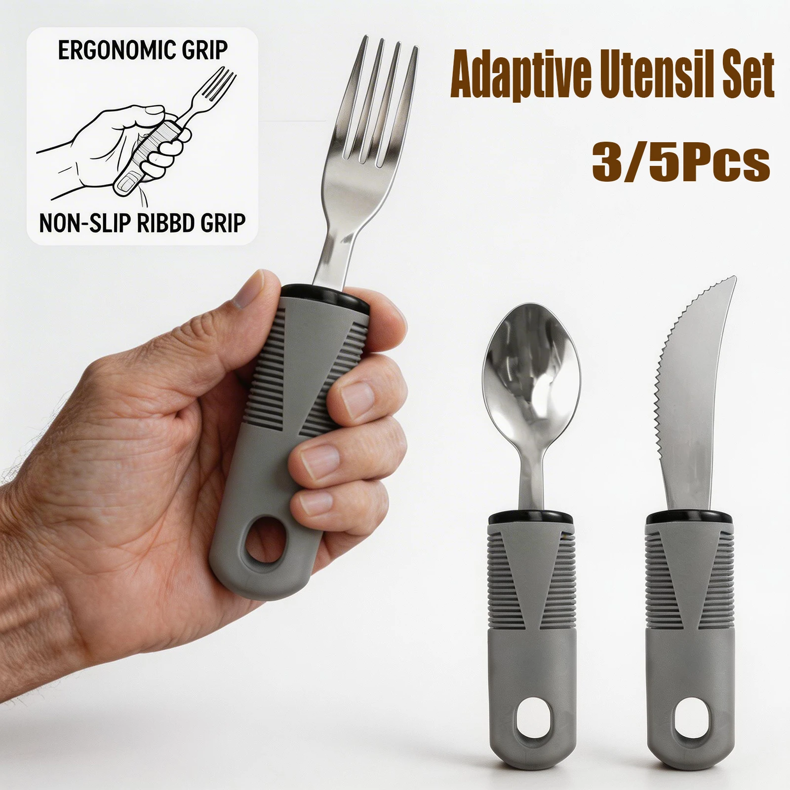 

Disabled Cutlery Weighted Feeding Dinnerwares Elderly Adaptive Spoon Fork Tableware Parkinsons Anti Shake Weak Hand Grip Tools