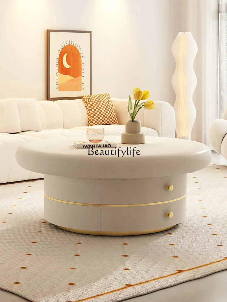 

FG28Cream Style round Tea Table Small Apartment Home Modern Minimalist Tea Table