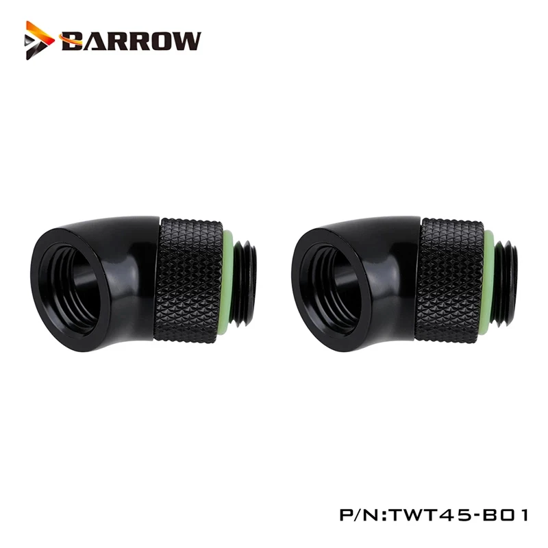 BARROW 2Pcs G1/4 thread 45 degree Rotary Fitting Adapter Rotating 45 degrees Gold Black Silver water cooler Adaptors TWT45-B01