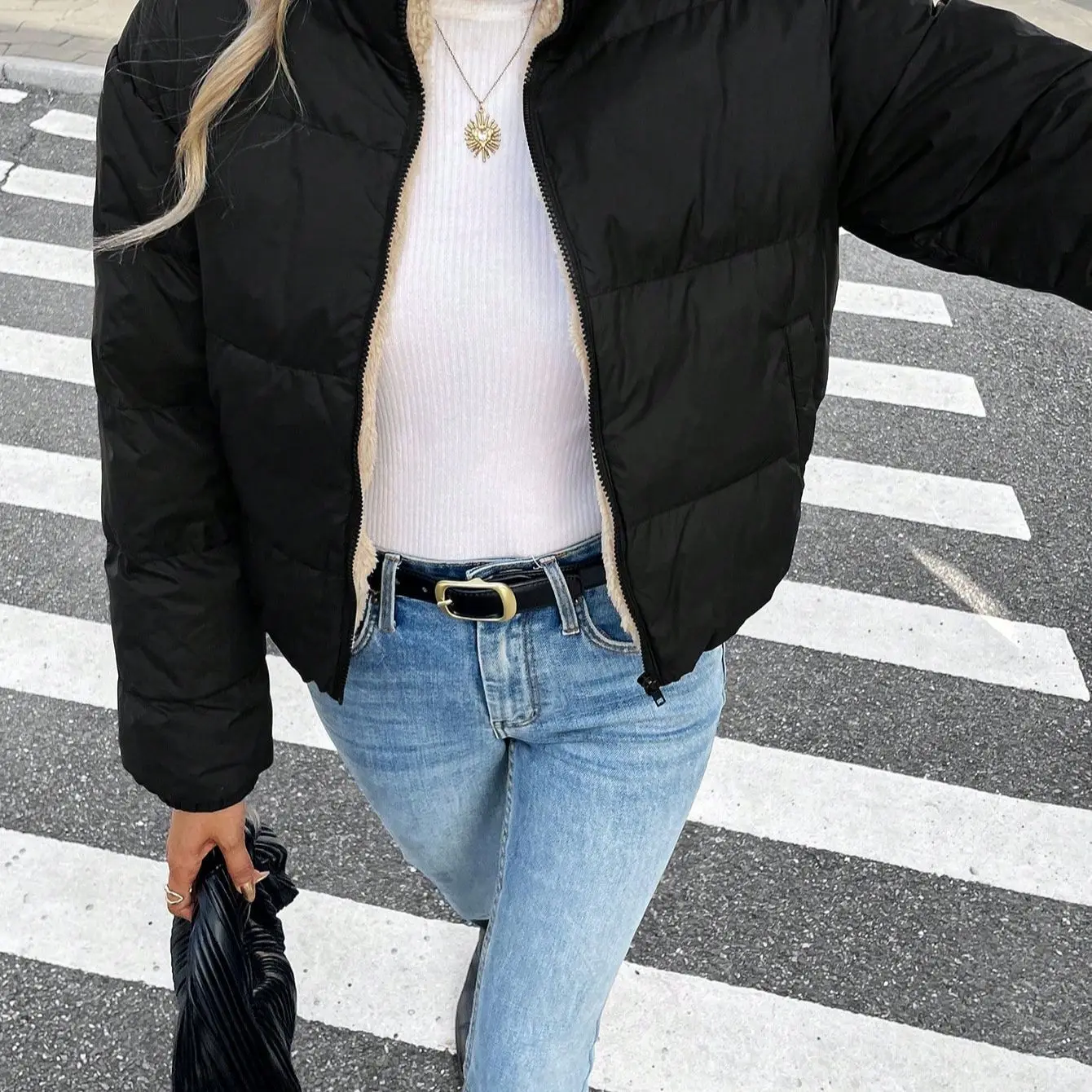 مجموعة شتوية جديدة للسيدات بياقة واقفة وسترات قطنية سميكة عصرية #4