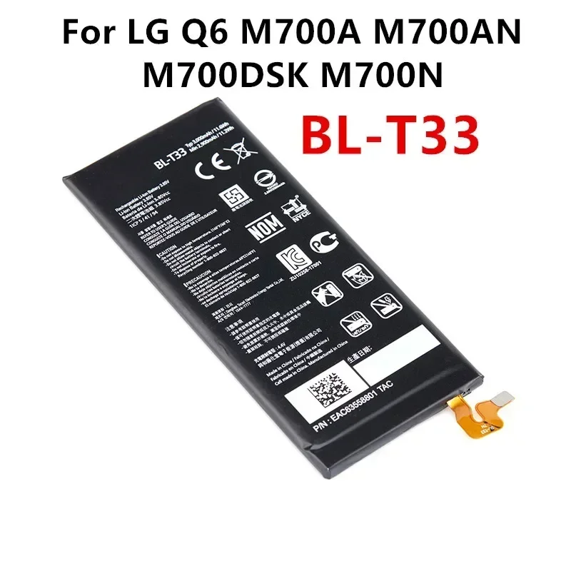 Original BL-T33 3000mAh Replacement Battery For LG Q6 M700A M700AN M700DSK M700N T33 BLT33 Mobile phone Batteries +Tools