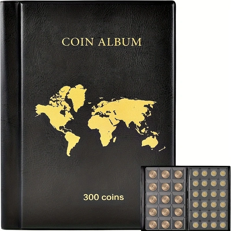 300 Grids Coin Storage Book Small Single Grid Badge Coin Copper Coin Collection Book Modern Style Coin Collection Protect Book