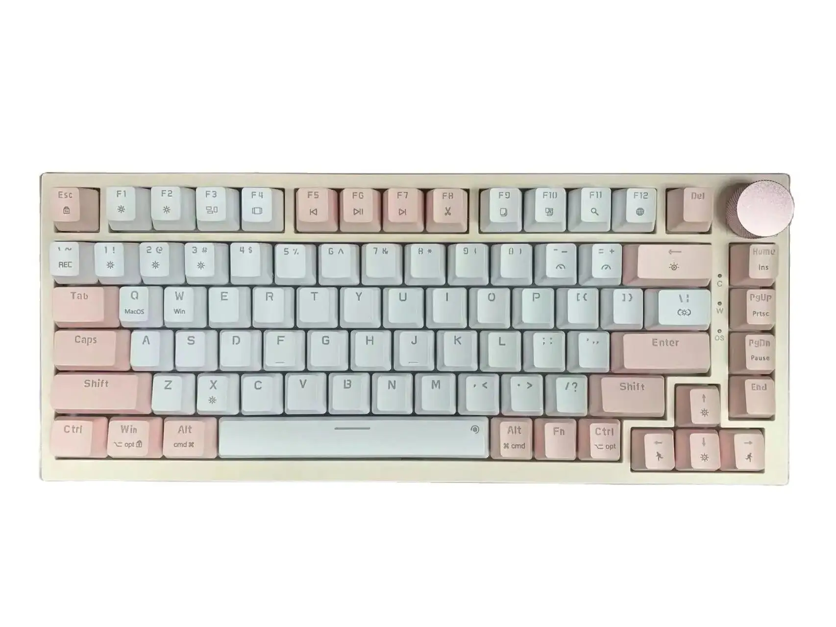 AK82 Wired Gaming Mechanical Keyboard Pink White Mixed Light RGB Backlight Hot Swap Gasket Structure Game Keyboard