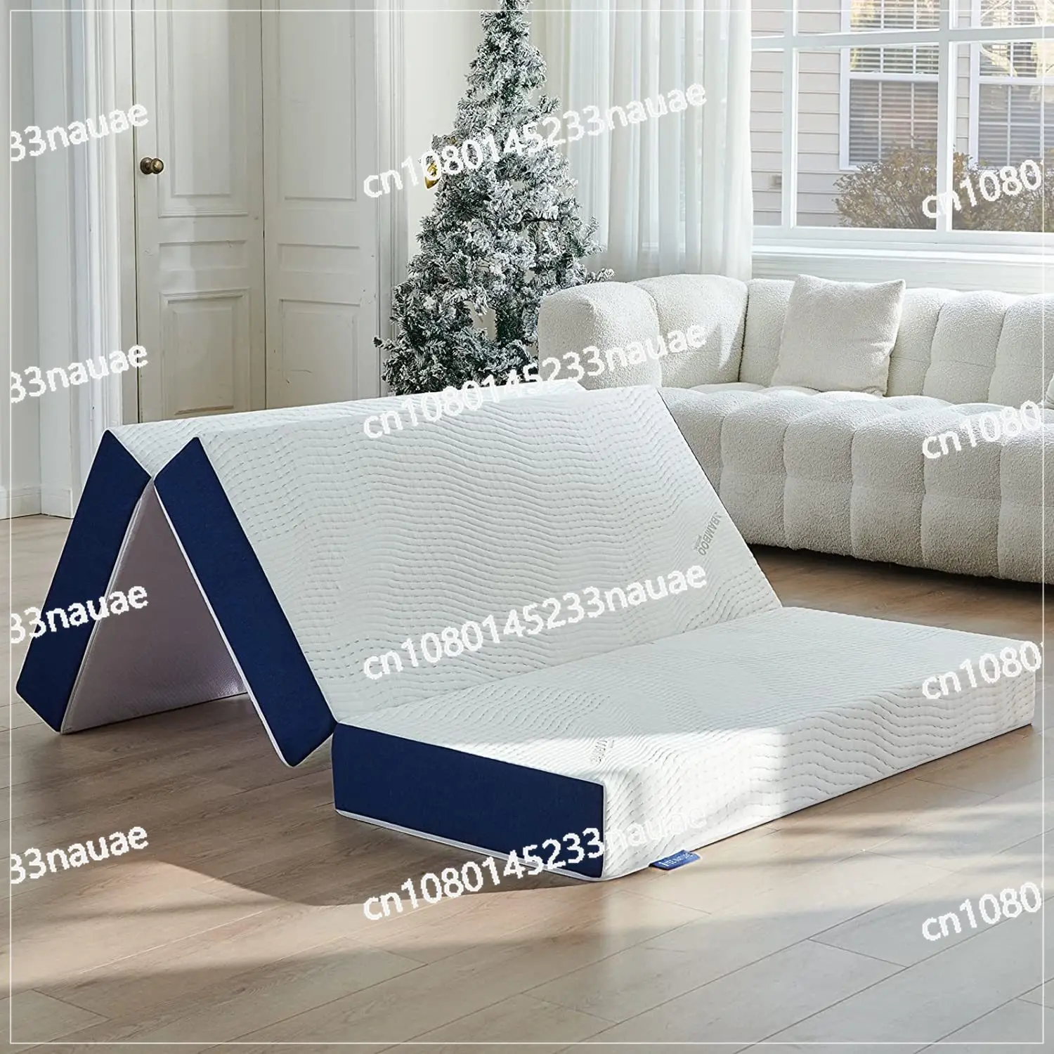 Folding Mattress 3 Inch Tri-Fold Memory Foam Mattress Foldable Mattress with Bamboo Cover for Camping Guest