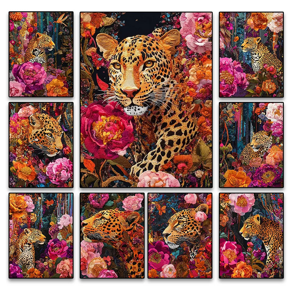 

5D DIY Diamond Mosaic Diamond Painting Art Kit Leopard Peony Embroidery Square Round Rhinestone Handmade Cross Stitch Home Decor