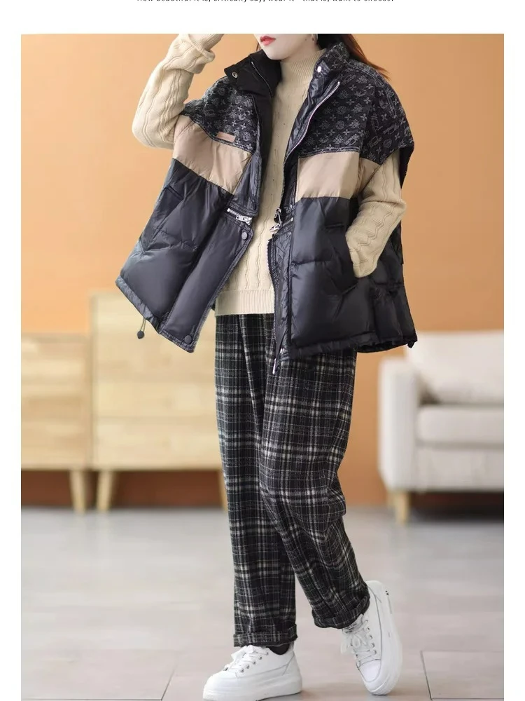 

Down Vest Women New Trend Color Collision Jacket 2025 Fall and Winter Liberally Thin Warm Women's Jacket Abrigos
