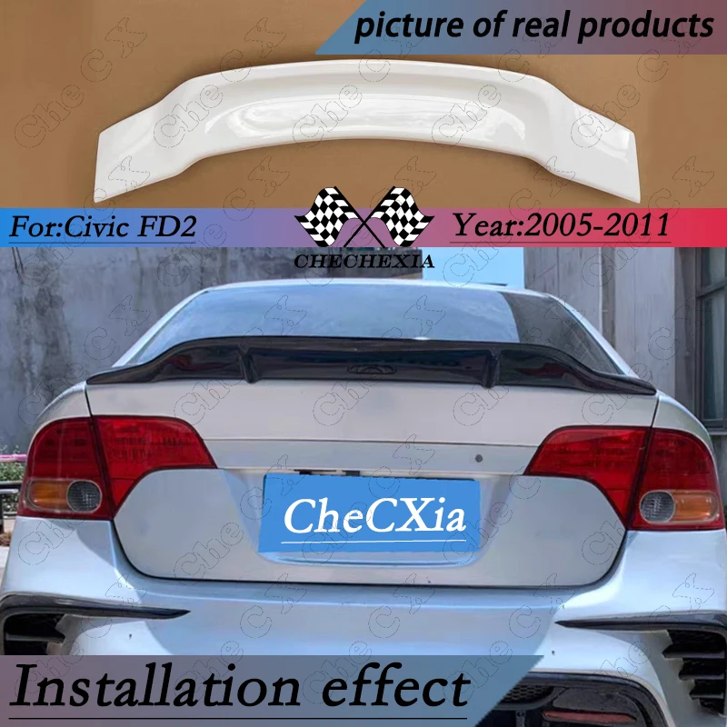 For 2005-2011 Honda Eighth Generation Civic FD2 High Quality ABS Material Bright Black Rear Spoiler Trunk Lid R Style ﻿