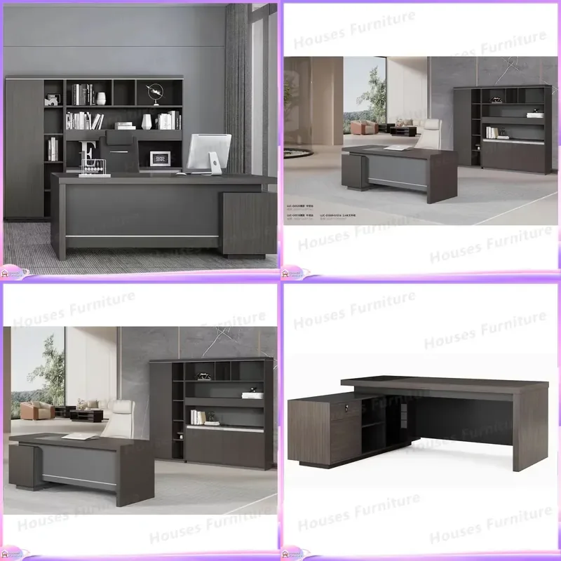 Modern I Shape Office Desk E0 MDF Executive Table for CEO Boss Manager High End Luxury Computer Workstation Furniture Home