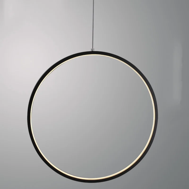 Imagem -03 - Circle Round Chandelier Light Lâmpada Pingente de Anel Suspenso Droplight Vertical Moderno Escadas e Lobby Luminária Simples