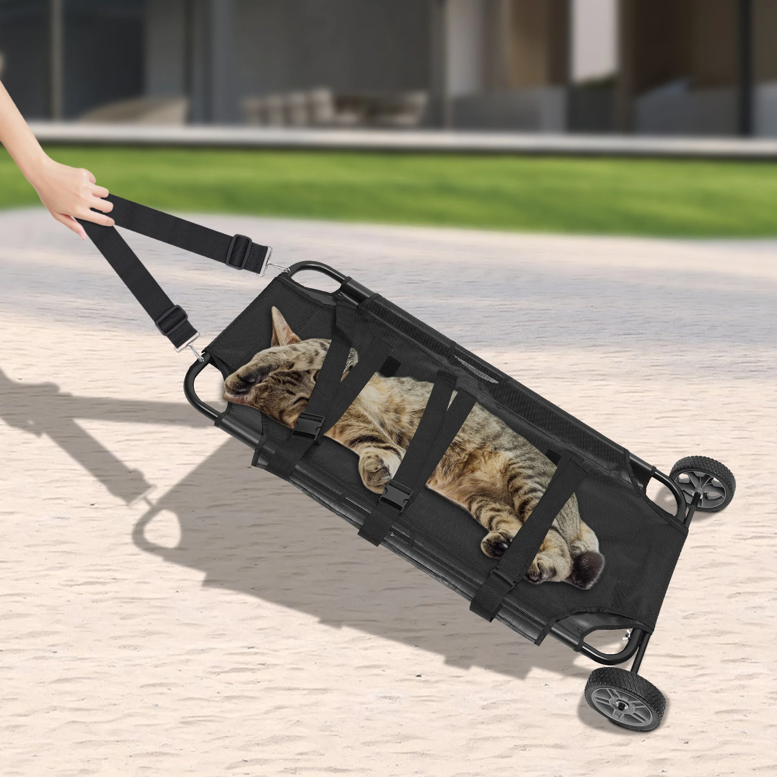 

Складная тележка для домашних животных, очень удобная тележка для домашних животных, для безопасного переноски травмированных или анестетированных домашних животных