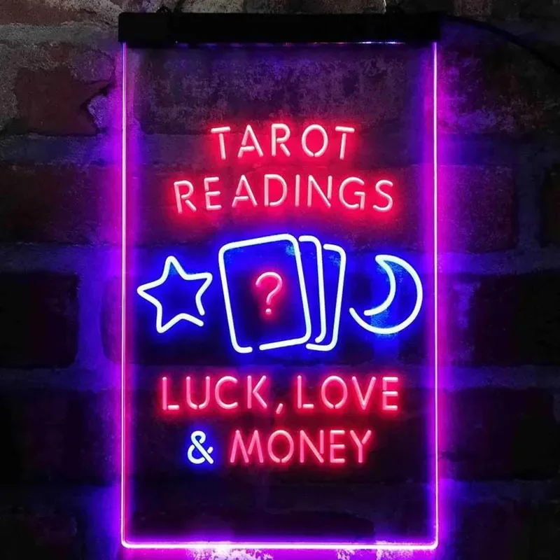 Tarot Readings Luck Love Money Custom Dual Color Neon Sign LED for Personalized Gift Party Logo Light Guide Plate Wall Decor