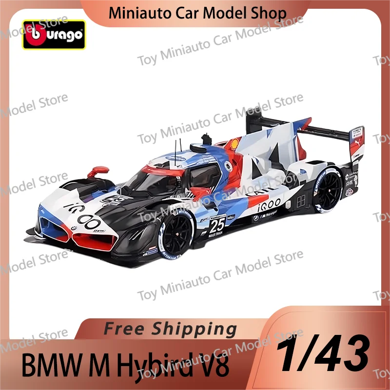 New 2024 24h Lemans Bburago 1:43 Bmw M Hybird V8 Lamborghini Sc63 Alloy Miniature Diecast Model Toy Model Car Kid Christmas Gift