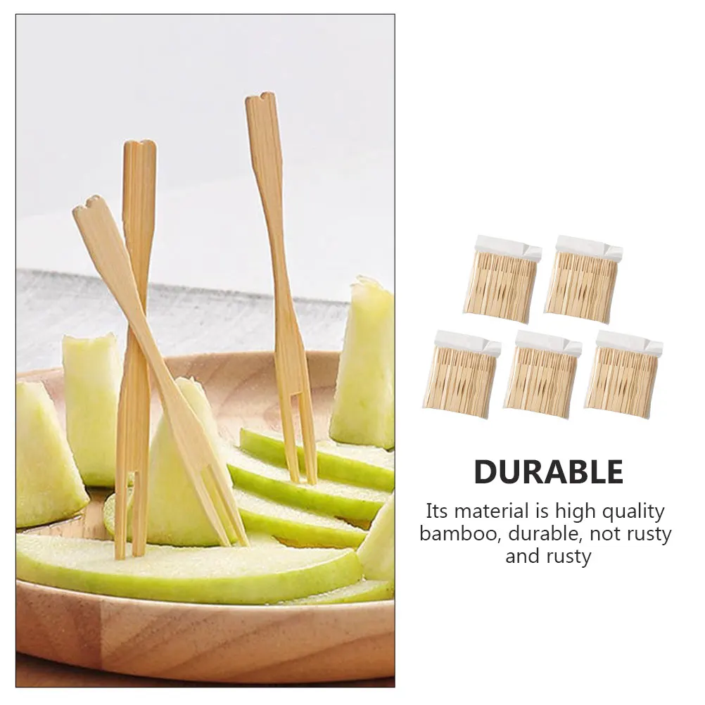 

500 pcs Bamboo Fruit Fork Disposable Healthy Tableware Mini for Cakes Bread Puddings Rose Gold Elegant