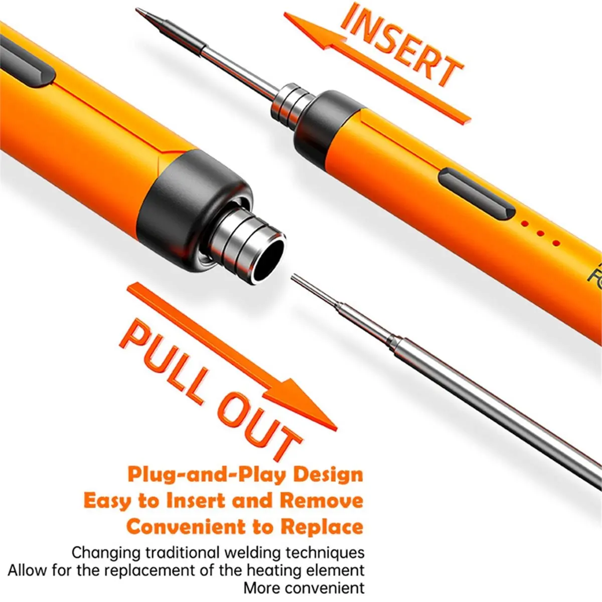 LNHF Soldering Iron Kit Type-C Interface Wireless Soldering Iron Kit Adjustable Temperature Welding Tool Orange