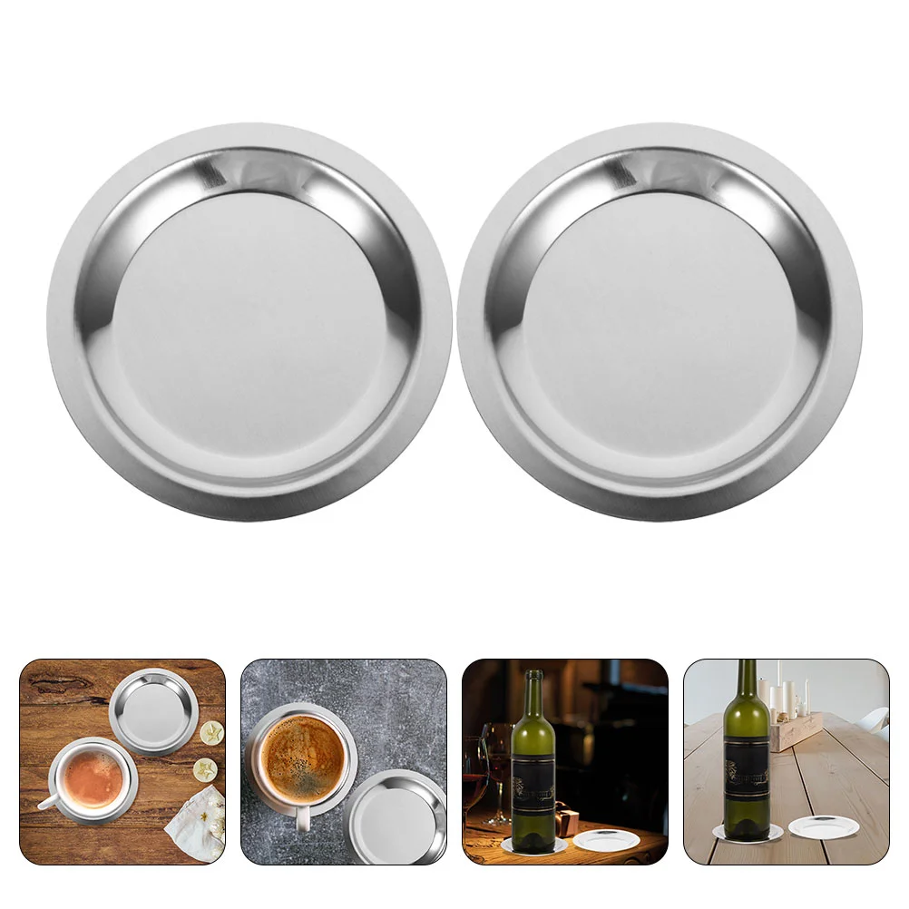 2 Pcs Mat Kitchen Pad Cup Coasters Washable Household Multi-function Stainless Steel for Bottle