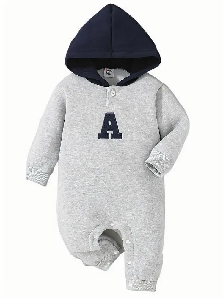 

Новый осенне-зимний детский комбинезон с капюшоном, детский трапециевидный костюм для ползания с вышивкой для повседневной носки