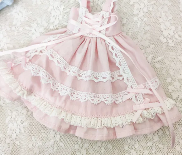 Blythe Ob24 Kerr Doll Dress, Solid Color Lace Lace Suspender Skirt Doll Clothes  Doll Accessories