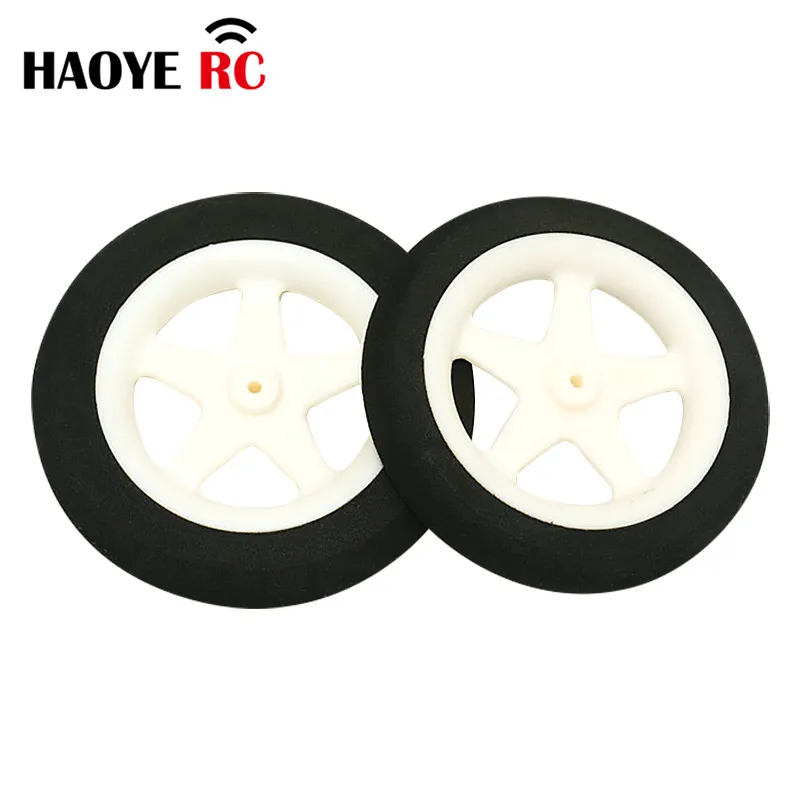 HY 2Pcs Dia 55mm/60mm/76mm Landing Gear Light Foam Sponge Wheels 5 Spoke Miniature Tire for RC Aircraft Model Replacement Parts