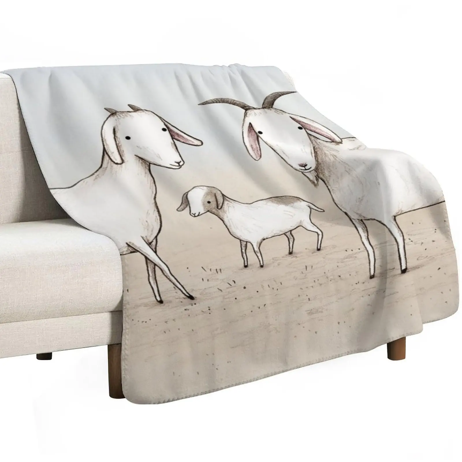 Wild Goat Family Throw Blanket Nap For Decorative Sofa christmas gifts Summer Beddings Moving Soft Big Blankets