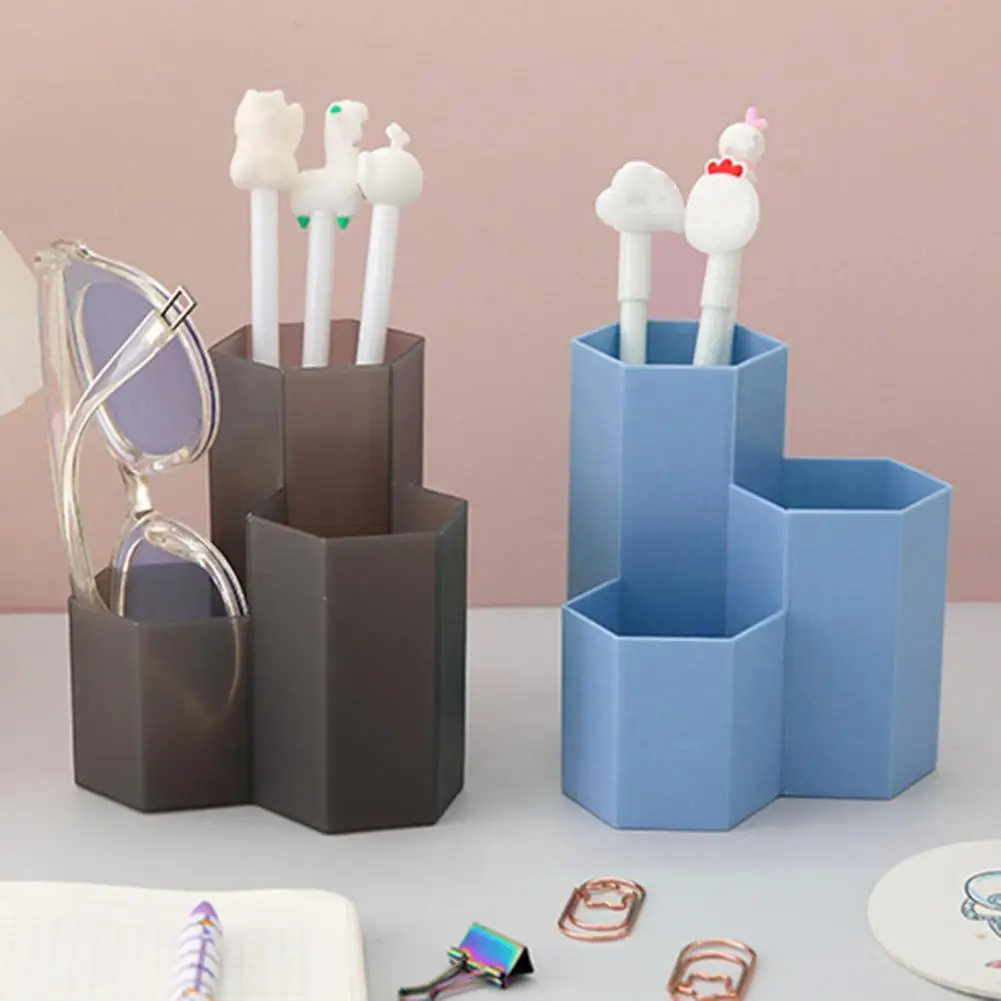 펜 홀더 데스크 오거나이저 슬랜트 삽입 플라스틱 화장품 메이크업 브러시 보관함, 3 격자