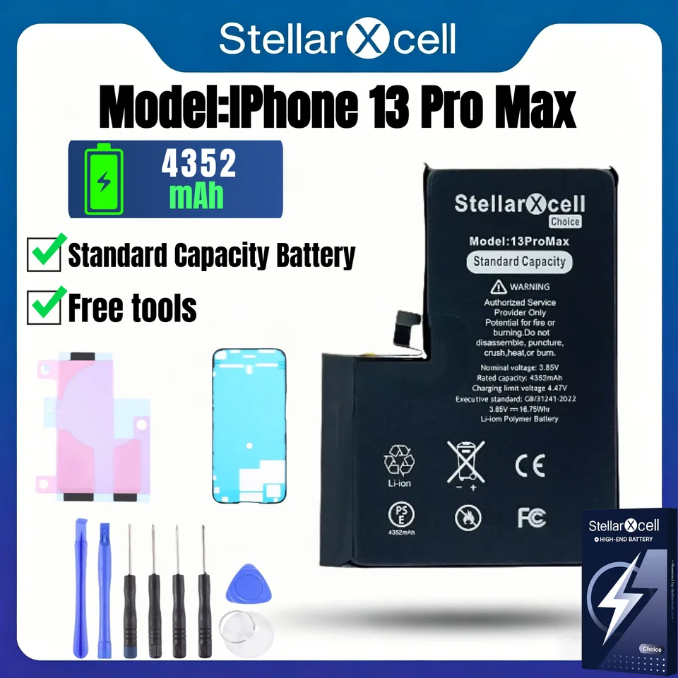Batería para iPhone 13, 13 Pro, 13 Mini, 13 Pro Max, capacidad estándar, calidad estándar, incluye herramientas gratis, 0 ciclos, muestra 100% salud 4