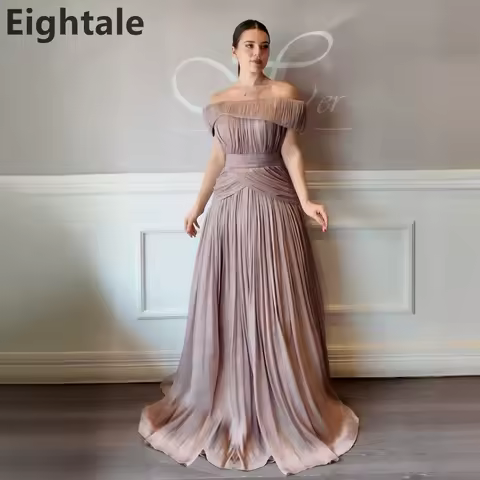 Eightale 2025 A Line Floor Length Maxi Evening Dress Off Shoulder Wedding Party Formal Prom Dress Dubai Party Gown Customized
