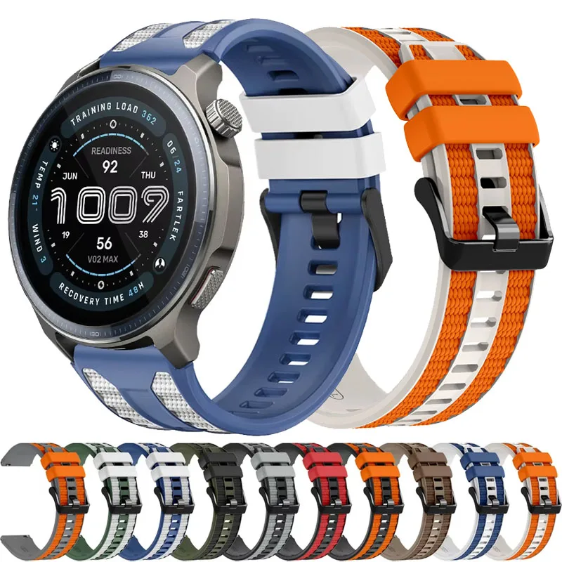 22 mm buntes Nylon + Silikonarmband für Amazfit Balance 2/Bip 6 5/Cheetah Pro/GTR 4 3 2/Active Max/Helio/T-Rex 3 Pro 48 mm/Pace