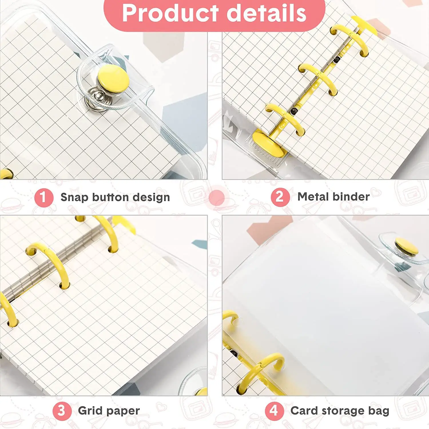 aee1-5-pack-mini-transparent-3-ring-binder-covers-with-binder-inner-papers-storage-bags-label-sticker-binder-pockets