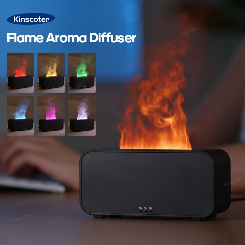 KINSCOTER nuevo Mini difusor de Aroma humidificador de aire máquina de niebla ultrasónica nebulizador LED aceite esencial lámpara de llama Difusor