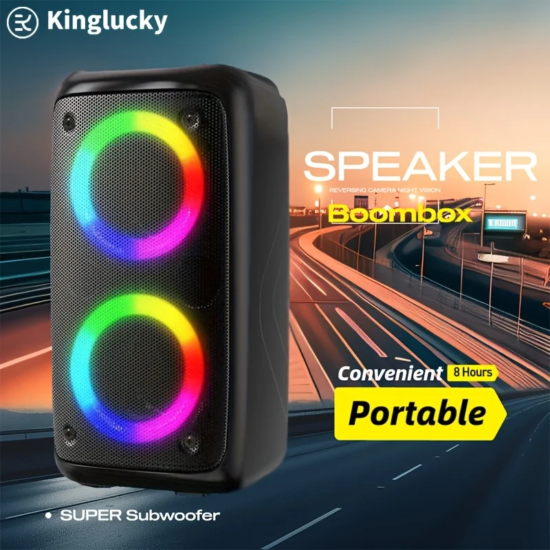 Kinglucky KTS-1265 wireless subwoofer speaker home party speaker portable outdoor sports surround sound box disco light