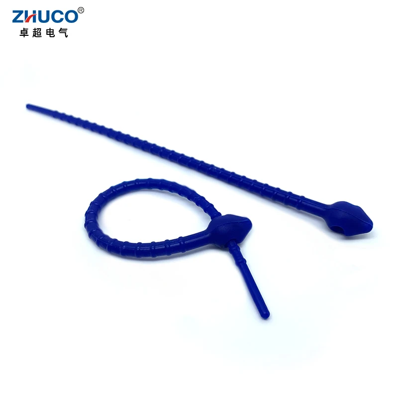 

ZHUCO 5pcs 18cm Blue Multi-functional Reusable Cable Management Zip Tie All-purpose Bread Bag Tie Headset Data Line Wire Tie