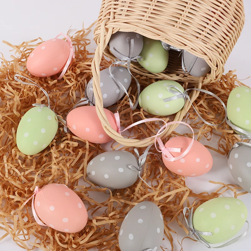 

6pcs Colorful Plastic Easter Eggs Easter Tree Egg Hanging Ornament Home Indoor Outdoor Decor Happy Easter DIY Craft Kids Gifts