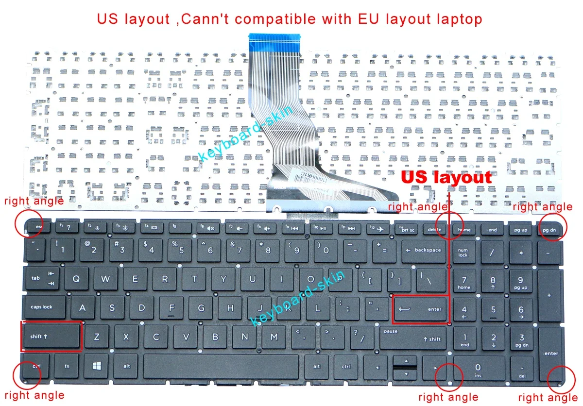 New US Keyboard no-frame no-backlit for HP 15-BR 15-CC 15-CCxxx 15-CD 15-BR 15g-BX 15q-BU 15q-BY 15q-by001AX 15-BR077CL laptop