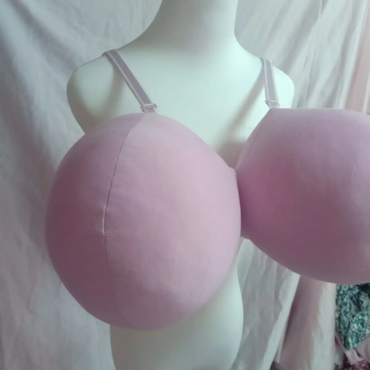G Cup Fully Pad Man's Handmade Pink Cotton Blended Puffy Soft Touch Cosplay Costumes Bra Top Private FKK Party DJ Club Bar Dance