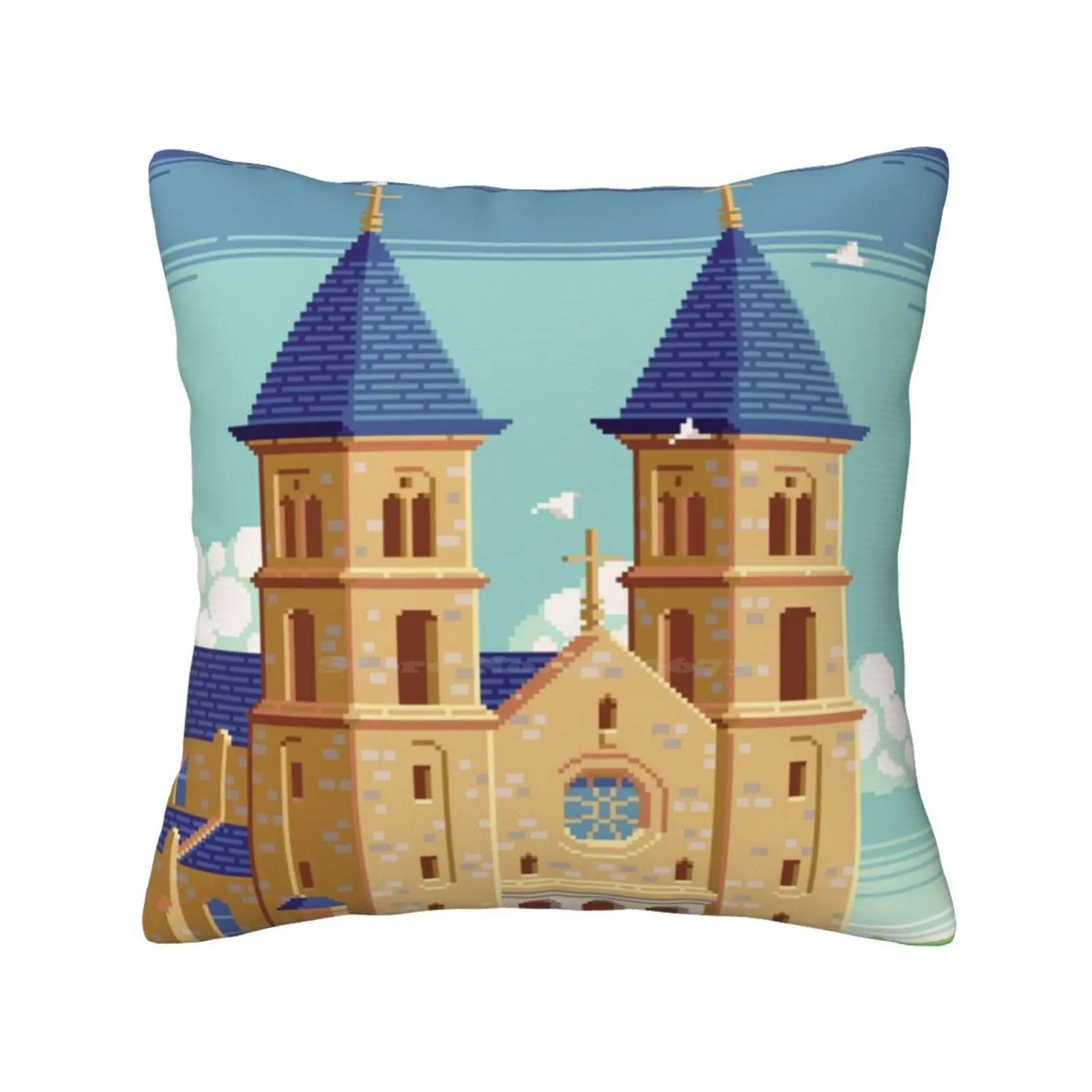 Cathedral Of The Plains Pillowslip Pillowcase Pixel Art Pixelart Architecture Kansas Raymond Schlitter