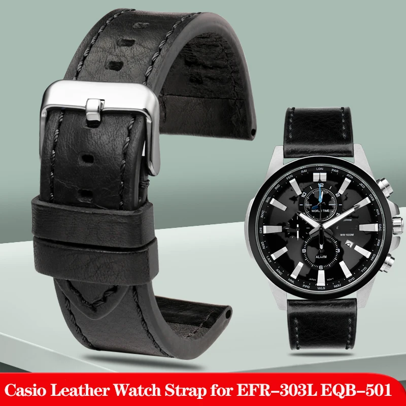 

For Casio Italian Leather Watch Strap EFR-303L EQB-501 EFS-S500 506 Swordfish Bracelet MTP-1374/1375 PRG600 PRW-6600Y Watchband