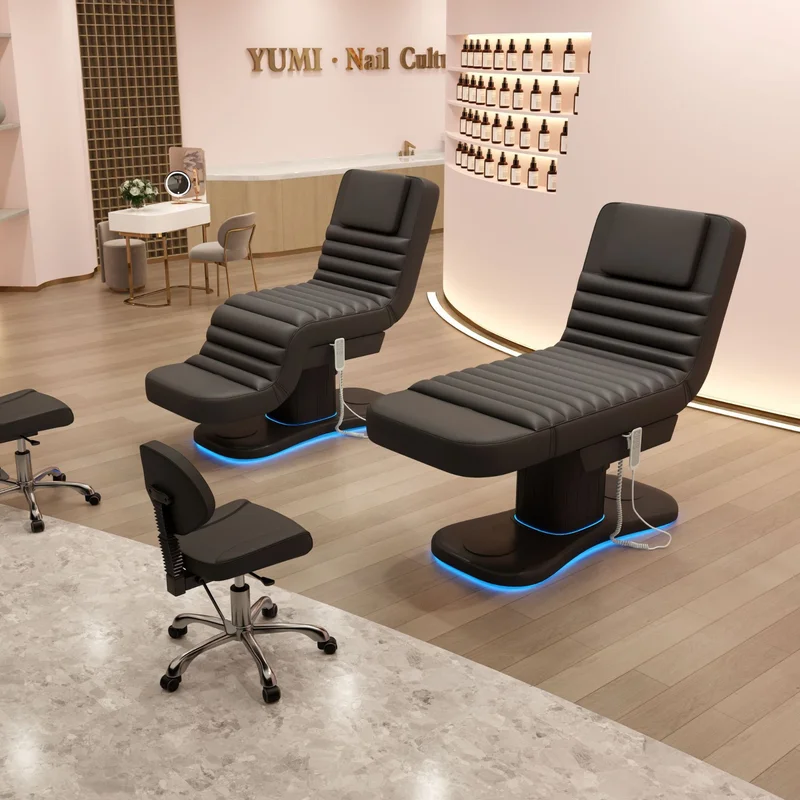Modern Luxury Electric Medical Spa Salon Treatment Massage Table Eyelash Beautician Beauty Facial Beauty Bed Black White