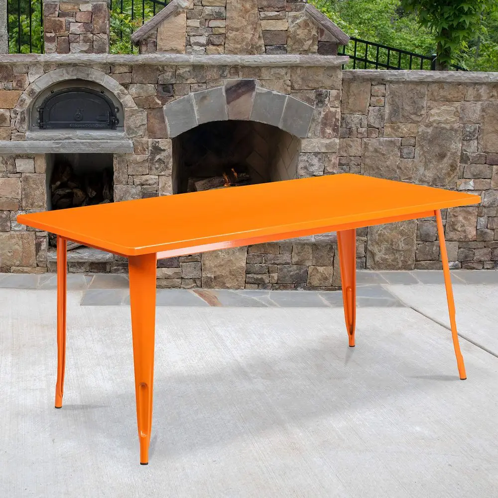 

Commercial Grade 31.5 x 63 Rectangular Orange Metal IndoorOutdoor Table