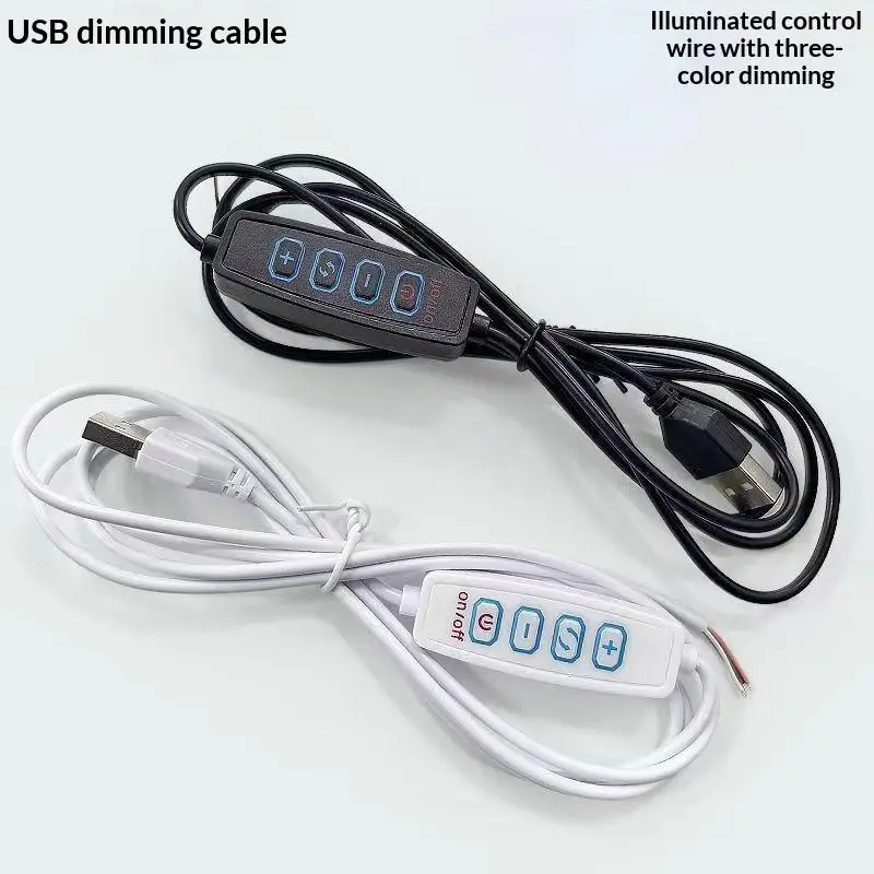 1/5Pcs 4-Key Controller 2CH USB 5V LED Tricolor Dimming Color Switch Cable Dimmer For Low Voltage LED CCT Bicolor Light