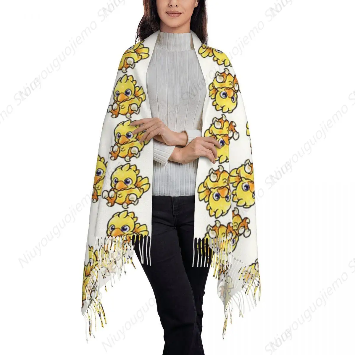 Final Fantasy Chocobo Scarf Tassel Scarves Women Soft Warm Shawls and Wraps Long Fall Winter Shawl Wrap