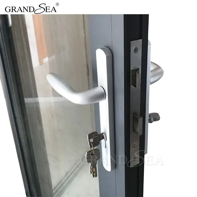 Porte in alluminio per porte a soffietto in vetro temperato da 10mm Guangzhou