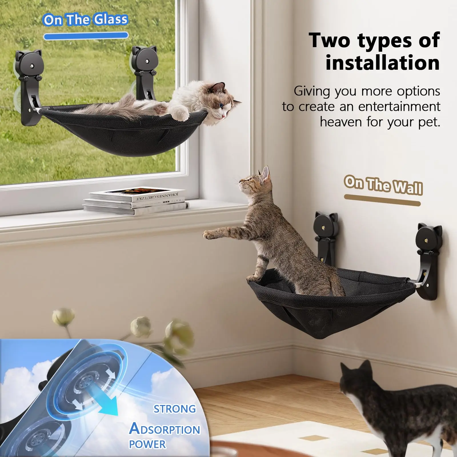 Cat Window Hammock Bed Kitten Sunny Seat Hanging Mount Beds Cat Sofa playing double-decker tunnels Suction Cup Wall Pet Hanging