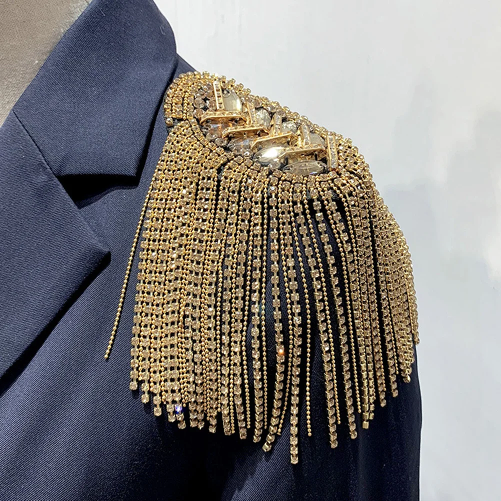 Shoulder Tassel Epaulet Fringe Epaulets Epaulettes Board Rhinestone Accessories Badge Mark Men Chain Boards Women Uniform Decor