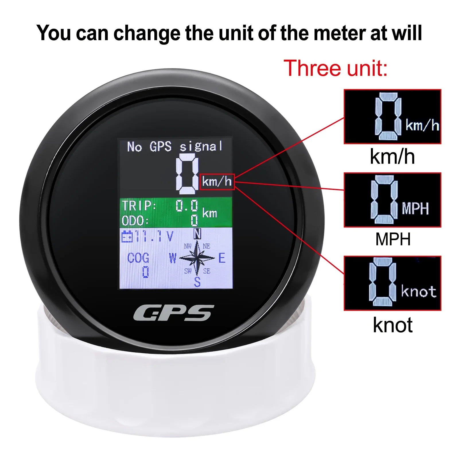 Contachilometri digitale GPS da 85mm con Antenna GPS schermo TFT voltmetro impermeabile universale per moto da barca per auto 12V 24V