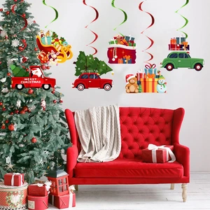 عيد الميلاد ورقة لولبية قلادة السقف معلقة أكاليل ديكورات المنزل هدايا الديكور العام الجديد 2024 أعلى 6 مبيعات زخرفة سقف عيد الميلاد - No2