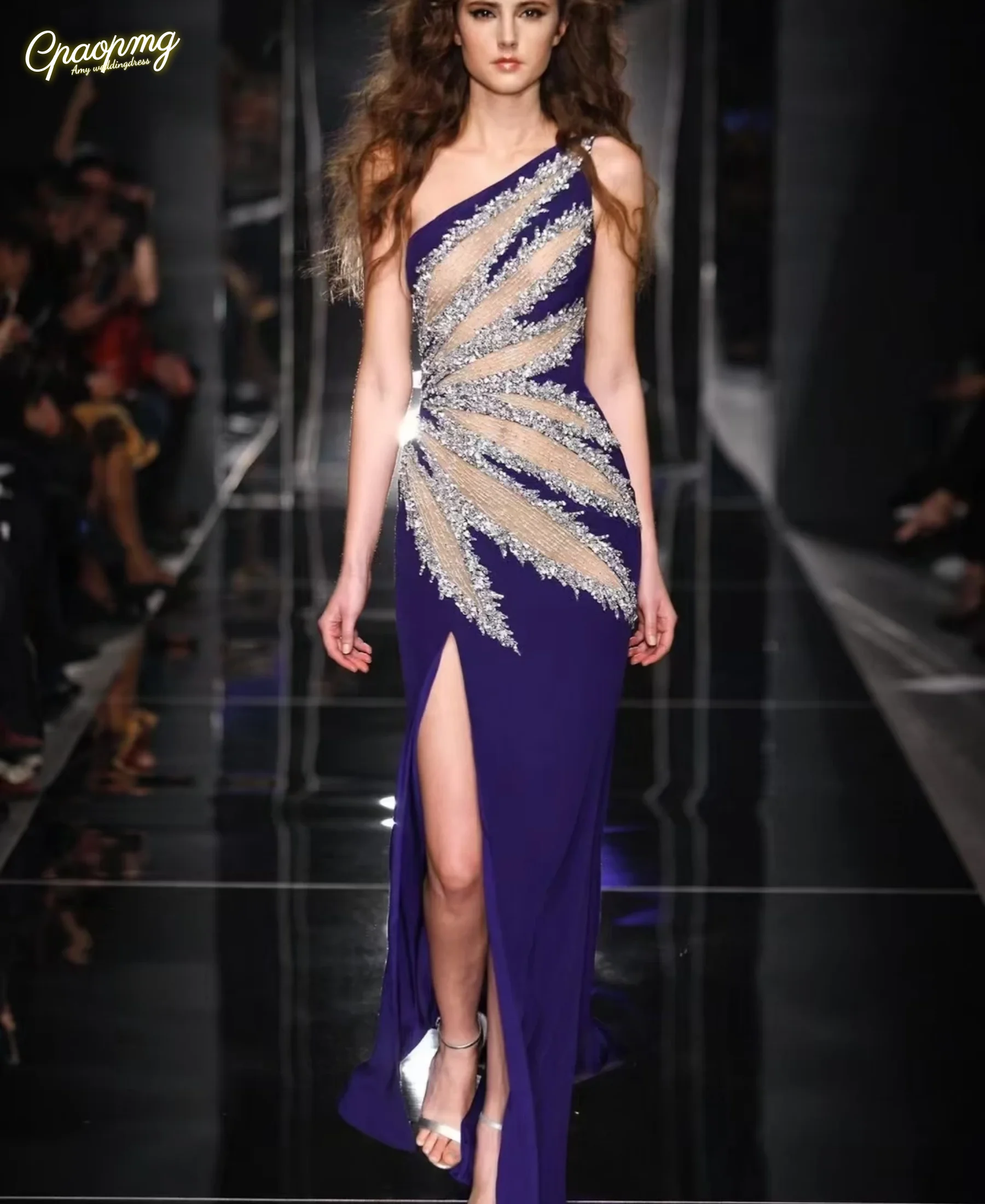 

Лидер продаж по индивидуальному заказу, фиолетовое платье русалки на одно плечо, расшитое бисером فساتين السهرة Vestidos de fiesta вечерние платья