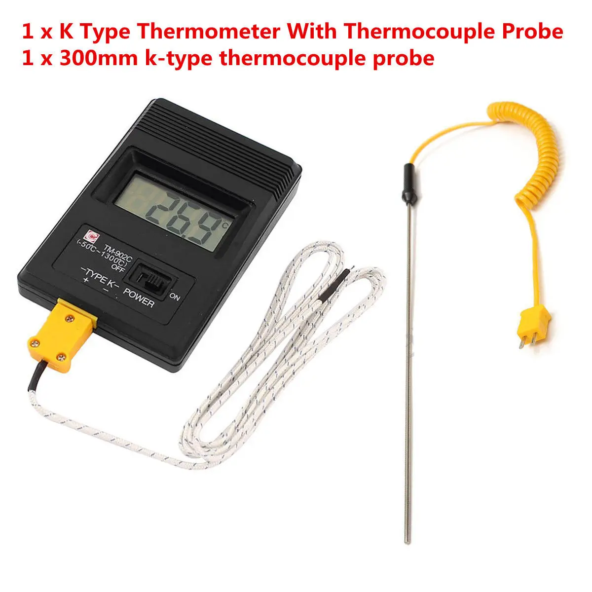 

Digital LCD Thermometer K Type Temperature Meter With Probe Fiberglass -50~2040C Thermocouple Stock High quality New Sale