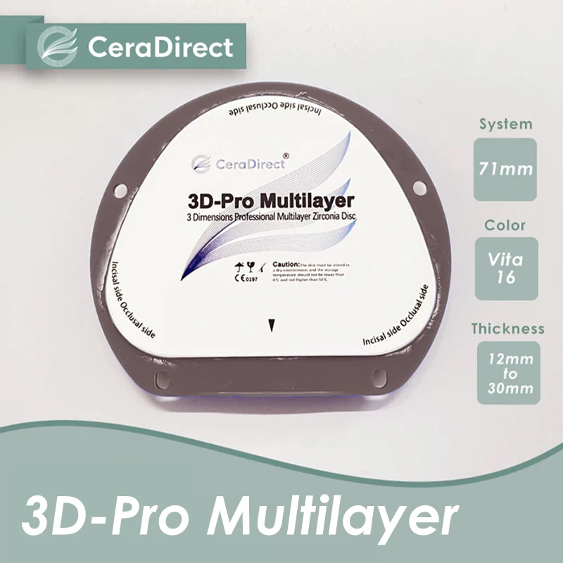 Ceradict 3D 프로 다층 지르코니아 AG 시스템, 71mm, 치과 실험실 CAD/CAM