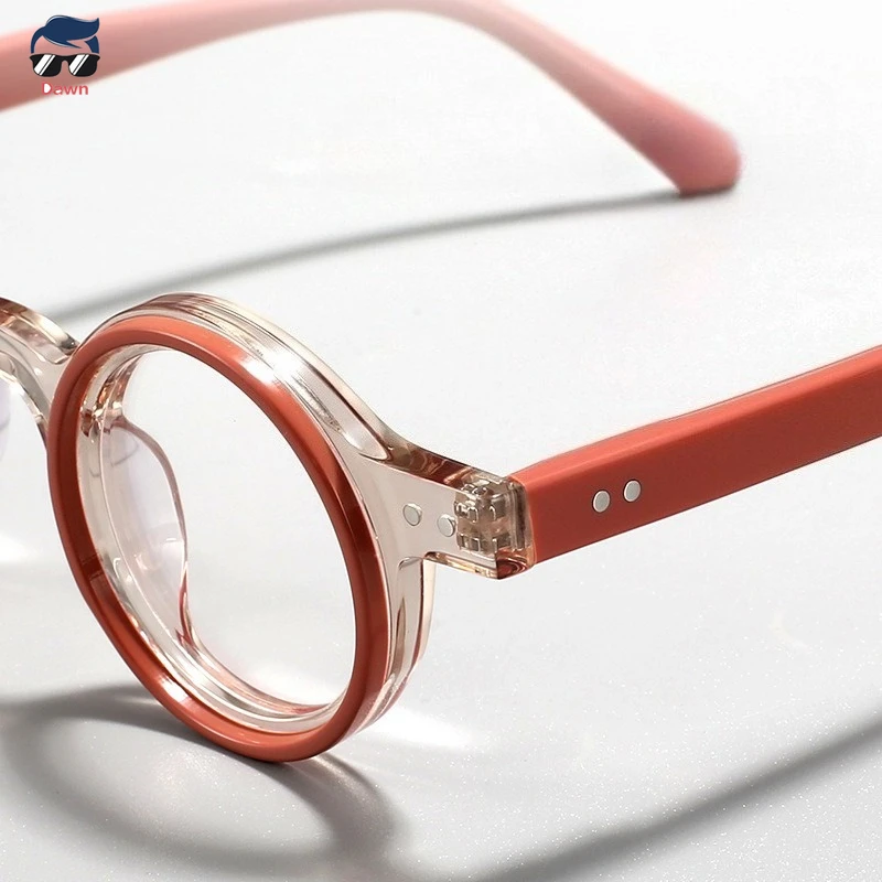 نظارات دائرية بلونين | إطارات خلات كلاسيكية للجنسين مع عدسة ضوء أزرق ثلاثية الأبعاد متوافقة مع وصفة طبية ثلاثية الأبعاد