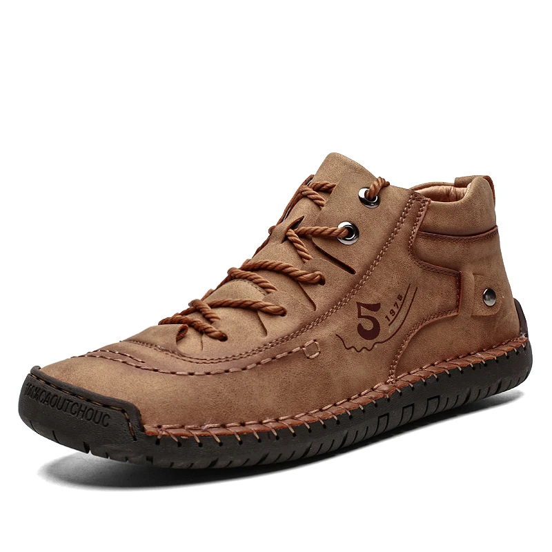 

100% Genuine Leather Men's Sneakers Fashion Thick Bottom Comfortable Large Size Outdoor Shoes